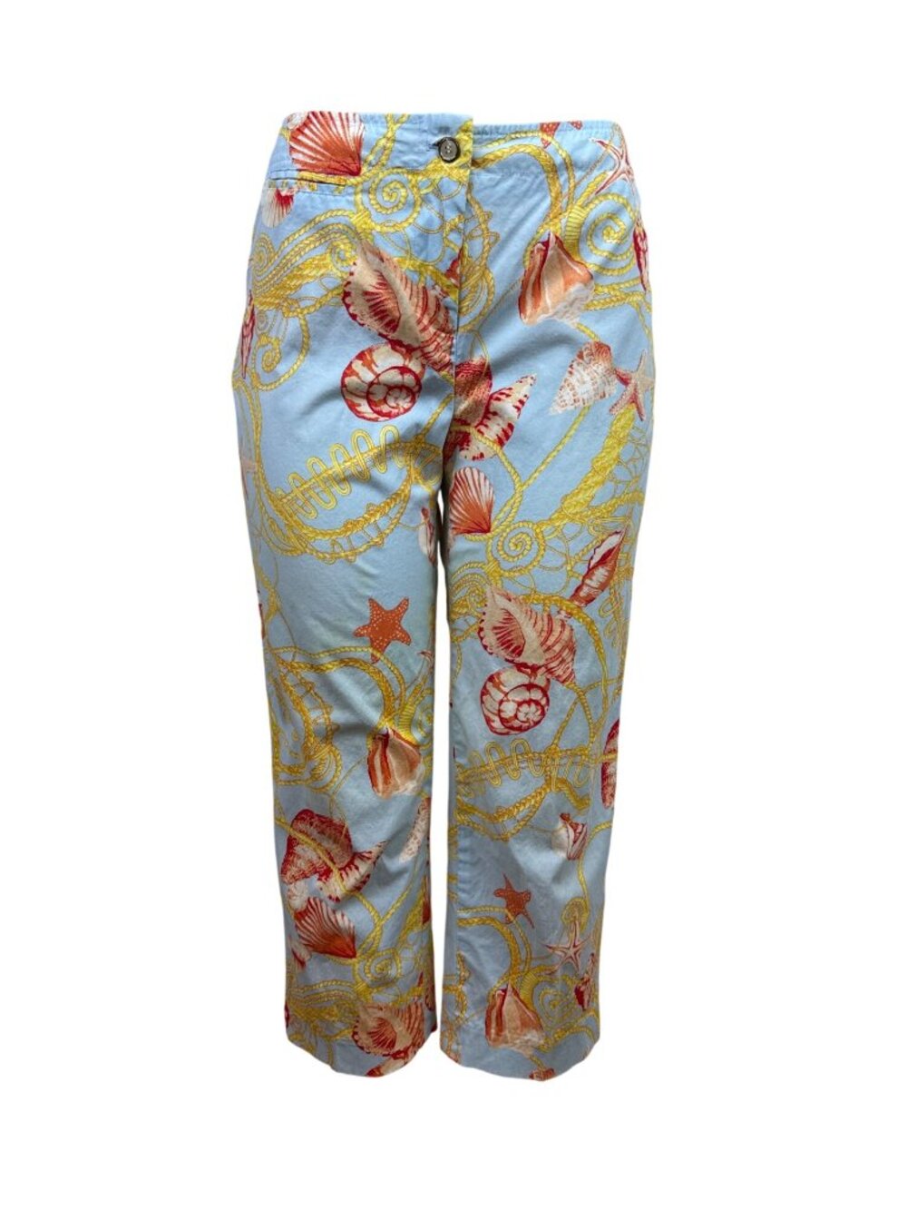 J.McLaughlin Womens Capri Pants Size 8 Seashell Print Button Closure